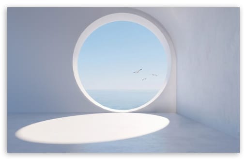 Round Window Over Sea and Sky UltraHD Wallpaper for UHD 16:9 ; HD 16:9 ; UltraWide 21:9 24:10 ; Widescreen 16:10 ; Tablet 1:1 ;