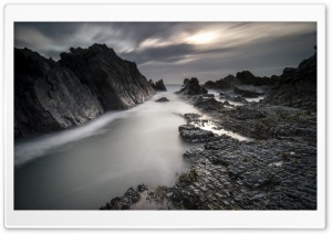 Rugged Coastline Black and White Ultra HD Wallpaper for 4K UHD Widescreen desktop, tablet & smartphone