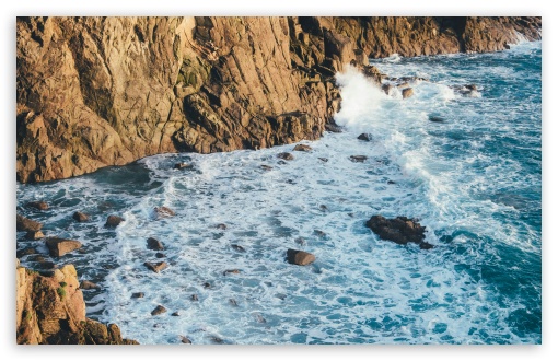 Rugged Shores and Breaking Waves UltraHD Wallpaper for UHD 16:9 ; HD 16:9 ; Widescreen 16:10 ; Fullscreen 3:2 ;