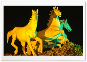 Running Horses Statue Ultra HD Wallpaper for 4K UHD Widescreen desktop, tablet & smartphone
