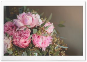 Rustic Peonies Bouquet in Vase Ultra HD Wallpaper for 4K UHD Widescreen desktop, tablet & smartphone