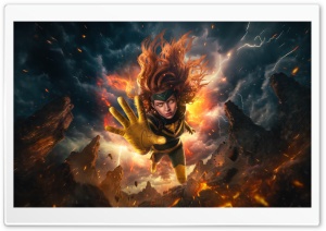 Sadie Sink As Phoenix Superhero Art 4K UHD Wallpaper for Widescreen and UltraWide Desktop, UltraHD TV, Smartphone, Tablet