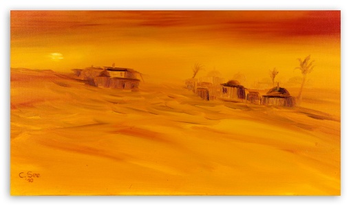 Sahara Desert Oil Painting UltraHD Wallpaper for 8K UHD TV 16:9 Ultra High Definition 2160p 1440p 1080p 900p 720p ; Mobile 16:9 - 2160p 1440p 1080p 900p 720p ;