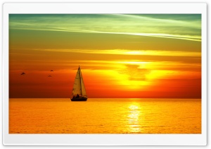Sailing Boat At Sunset Ultra HD Wallpaper for 4K UHD Widescreen desktop, tablet & smartphone