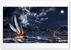 Sailing, Night 4K UHD Wallpaper for Widescreen and UltraWide Desktop, UltraHD TV, Smartphone, Tablet