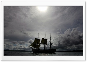 Sailing Ship Silhouette Ultra HD Wallpaper for 4K UHD Widescreen desktop, tablet & smartphone