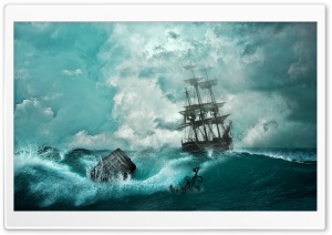 Sailing Ship Storm Ultra HD Wallpaper for 4K UHD Widescreen desktop, tablet & smartphone