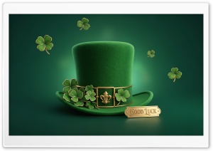 Saint Patricks Day Lucky Leprechaun Hat 4K UHD Wallpaper for Widescreen and UltraWide Desktop, UltraHD TV, Smartphone, Tablet