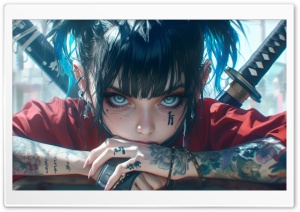 Samurai, Girl, Katana Ultra HD Wallpaper for 4K UHD Widescreen desktop, tablet & smartphone