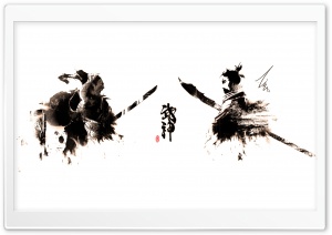 Samurai Ink-Splatter Ultra HD Wallpaper for 4K UHD Widescreen desktop, tablet & smartphone