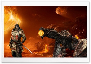 Samurai vs Dragon Ultra HD Wallpaper for 4K UHD Widescreen desktop, tablet & smartphone