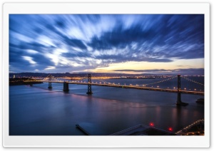 San Francisco Bridge, Evening Long Exposure Ultra HD Wallpaper for 4K UHD Widescreen Desktop, Lockscreen, Screensaver, TV, Tablet, Smartphone