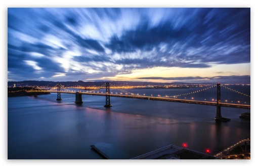 San Francisco Bridge, Evening Long Exposure UltraHD Wallpaper for HD 16:9 ; Widescreen 16:10 5:3 ; Fullscreen 4:3 5:4 3:2 ; Tablet 1:1 ; Mobile 3:5 3:4 ;