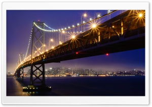 San Francisco Oakland Bay Bridge, Lights, Fog Ultra HD Wallpaper for 4K UHD Widescreen desktop, tablet & smartphone