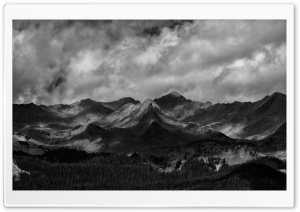 San Juan Mountains Panoramic View Black and White 4K UHD Wallpaper for Widescreen and UltraWide Desktop, UltraHD TV, Smartphone, Tablet