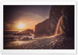 Sandymouth Waterfall Rock Formation Ultra HD Wallpaper for 4K UHD Widescreen desktop, tablet & smartphone