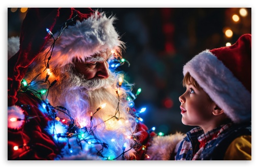 Santa Claus and a Child on Christmas Day UltraHD Wallpaper for UHD 16:9 ; HD 16:9 ; UltraWide 21:9 24:10 32:9 32:10 ; Widescreen 16:10 5:3 ; Fullscreen 4:3 5:4 3:2 ; Tablet 1:1 ; Mobile 9:16 9:19.5 9:20 10:16 2:3 3:5 3:4 ; Dual 16:10 5:3 16:9 4:3 5:4 3:2 ;