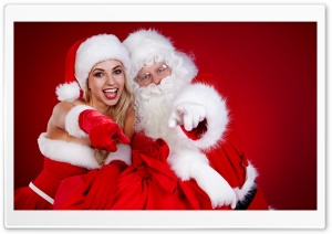 Santa Claus and a Girl Ultra HD Wallpaper for 4K UHD Widescreen desktop, tablet & smartphone