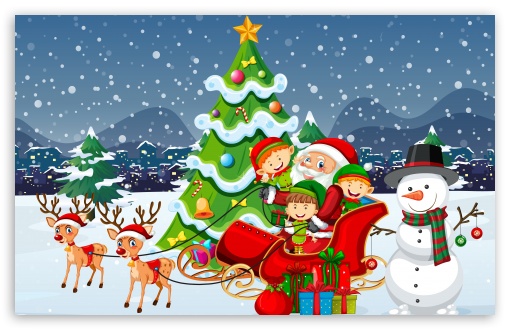 Santa Claus s Reindeer and Elves Illustration UltraHD Wallpaper for UHD 16:9 ; HD 16:9 ; UltraWide 21:9 24:10 32:9 32:10 ; Widescreen 16:10 5:3 ; Fullscreen 4:3 5:4 3:2 ; Tablet 1:1 ; Mobile 9:16 9:19.5 9:20 9:21 9:22 10:16 2:3 3:5 3:4 ; Dual 16:10 5:3 16:9 4:3 5:4 3:2 ;