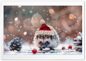 Santa Hedgehog Ultra HD Wallpaper for 4K UHD Widescreen Desktop, Lockscreen, Screensaver, TV, Tablet, Smartphone