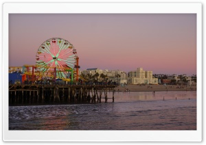 Santa Monica Beach At Evening, Los Angeles Ultra HD Wallpaper for 4K UHD Widescreen desktop, tablet & smartphone