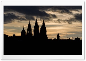 Santiago De Compostela Cathedral Silhouette Ultra HD Wallpaper for 4K UHD Widescreen desktop, tablet & smartphone