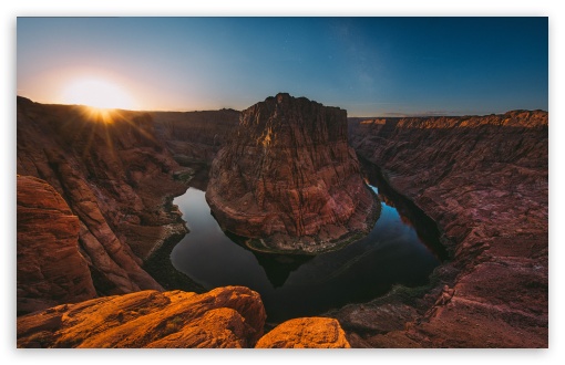 Scenic Sunrise at Horseshoe Bend Canyon UltraHD Wallpaper for UHD 16:9 ; HD 16:9 ; UltraWide 21:9 24:10 ; Widescreen 16:10 5:3 ; Fullscreen 4:3 5:4 3:2 ; Tablet 1:1 ;