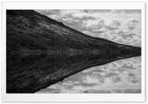 Scottish Highlands Lake Black and White 4K UHD Wallpaper for Widescreen and UltraWide Desktop, UltraHD TV, Smartphone, Tablet