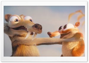 Scrat and Baby Scrat   Ice Age Scrat Tales Animated Series 4K UHD Wallpaper for Widescreen and UltraWide Desktop, UltraHD TV, Smartphone, Tablet