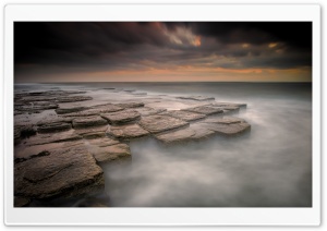 Sea Rocks, Mist, Down Ultra HD Wallpaper for 4K UHD Widescreen desktop, tablet & smartphone