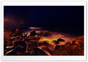 Sea Shore At Night Ultra HD Wallpaper for 4K UHD Widescreen desktop, tablet & smartphone