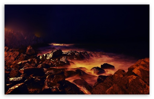 Sea Shore At Night UltraHD Wallpaper for HD 16:9 ; Widescreen 16:10 5:3 ; Fullscreen 4:3 5:4 3:2 ; Tablet 1:1 ;