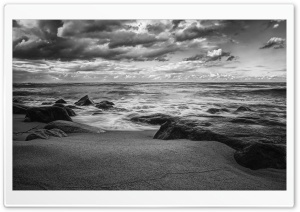 Sea Shore Black And White Ultra HD Wallpaper for 4K UHD Widescreen desktop, tablet & smartphone