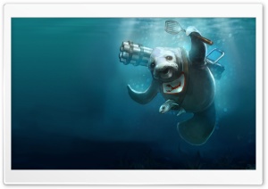 Seal Underwater Painting Ultra HD Wallpaper for 4K UHD Widescreen desktop, tablet & smartphone
