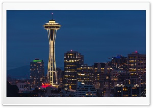 Seattle Skyline View, City, Night 4K UHD Wallpaper for Widescreen and UltraWide Desktop, UltraHD TV, Smartphone, Tablet