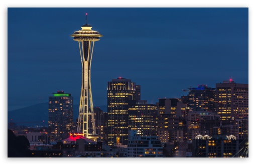 Seattle Skyline View, City, Night UltraHD Wallpaper for UHD 16:9 ; HD 16:9 ; UltraWide 21:9 24:10 32:9 ; Widescreen 16:10 5:3 ; Fullscreen 4:3 5:4 3:2 ; Tablet 1:1 ; Mobile 9:16 9:19.5 9:20 9:21 9:22 10:16 2:3 3:5 3:4 ; Dual 16:9 ;