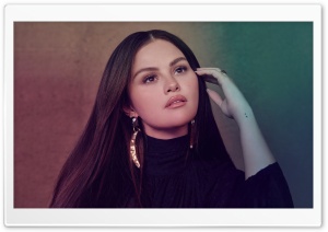 Selena Gomez in Black Portrait 4K UHD Wallpaper for Widescreen and UltraWide Desktop, UltraHD TV, Smartphone, Tablet