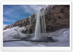 Seljalandsfoss Waterfall, Iceland, Winter Ultra HD Wallpaper for 4K UHD Widescreen desktop, tablet & smartphone