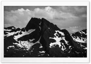 Senja Arctic Circle Mountain Peak Black and White 4K UHD Wallpaper for Widescreen and UltraWide Desktop, UltraHD TV, Smartphone, Tablet