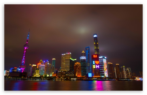 Shanghai Bund Skyline at Night UltraHD Wallpaper for UHD 16:9 ; HD 16:9 ; UltraWide 21:9 24:10 32:9 32:10 ; Widescreen 16:10 ; Fullscreen 3:2 ; Tablet 1:1 ; Dual 16:10 16:9 ;