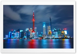 Shanghai, China, Night, Skyline 4K UHD Wallpaper for Widescreen and UltraWide Desktop, UltraHD TV, Smartphone, Tablet
