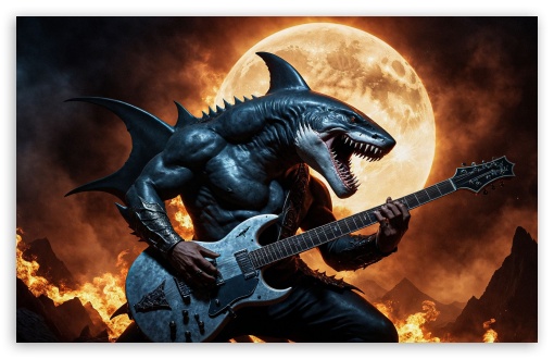 SharkMan Playing Guitar UltraHD Wallpaper for HD 16:9 ; UltraWide 21:9 ; Widescreen 16:10 5:3 ; Fullscreen 4:3 5:4 3:2 ; Tablet 1:1 ;