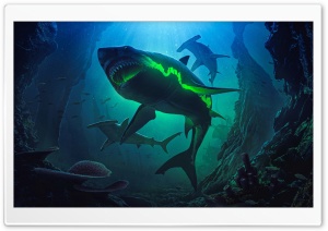 Sharks Bay Art Ultra HD Wallpaper for 4K UHD Widescreen desktop, tablet & smartphone