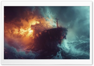 Ship in the Tempest Ultra HD Wallpaper for 4K UHD Widescreen Desktop, Lockscreen, Screensaver, TV, Tablet, Smartphone