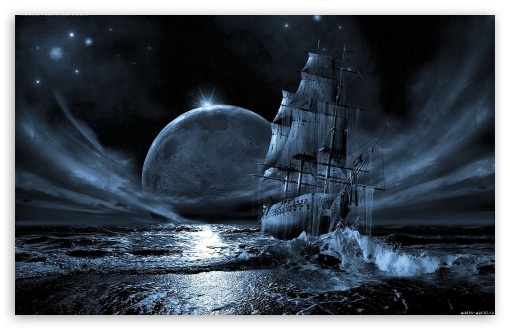 ship, moonlight Ultra HD Desktop Background Wallpaper for : Widescreen