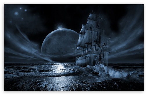 Ship,Night, Fantasy UltraHD Wallpaper for Widescreen 16:10 ;