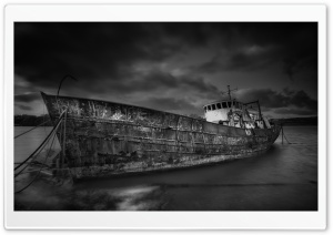 Shipwreck Black and White Ultra HD Wallpaper for 4K UHD Widescreen desktop, tablet & smartphone