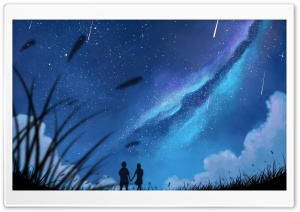 Shooting Stars in the Sky Art Ultra HD Wallpaper for 4K UHD Widescreen desktop, tablet & smartphone