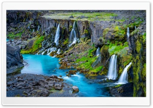 Sigoldugljufur Canyon Waterfall in South Iceland 4K UHD Wallpaper for Widescreen and UltraWide Desktop, UltraHD TV, Smartphone, Tablet