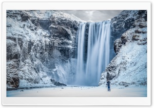 Skogafoss Waterfall, Iceland, Winter Ultra HD Wallpaper for 4K UHD Widescreen desktop, tablet & smartphone